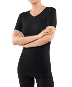 FALKE Dames T-shirt Wool-Tech Light – Zwart