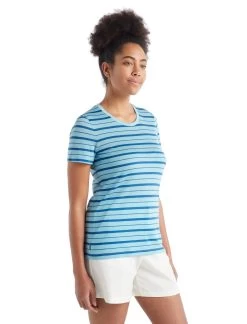 ICEBREAKER Merino Wave Shortsleeve Tee Stripe Haze-azule